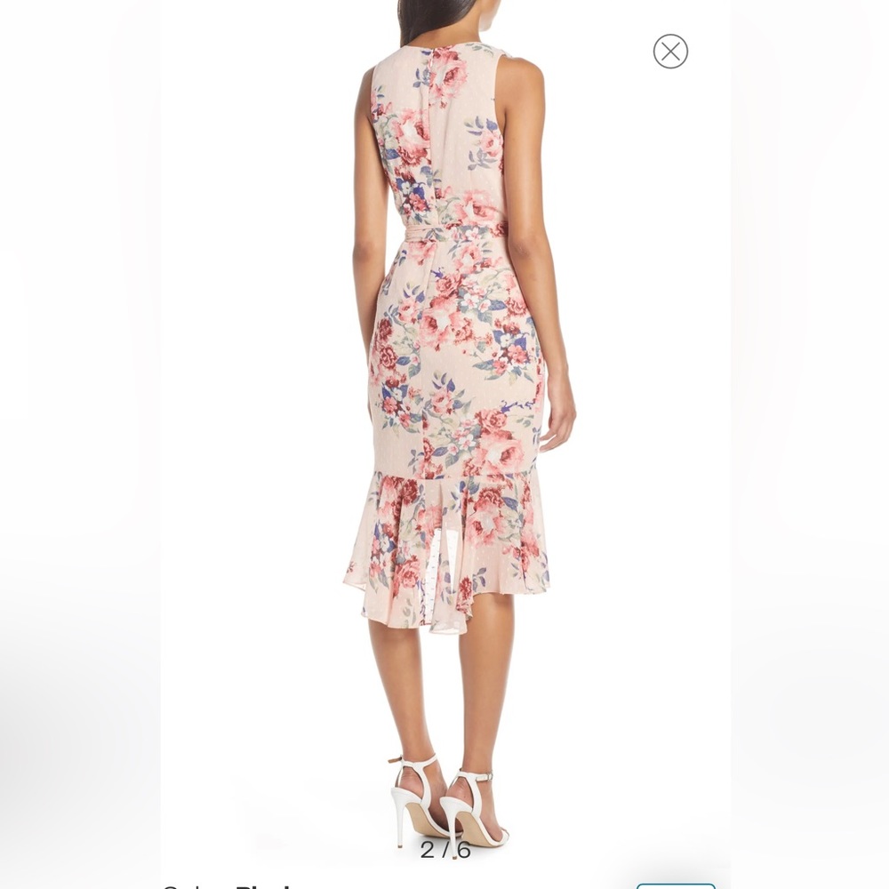 Eliza J floral ruffle chiffon faux wrap dress - Picture 3 of 9
